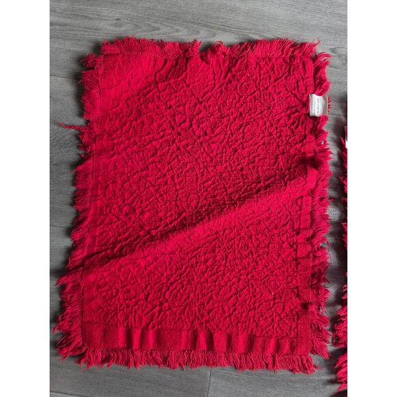 Set Of 5 Red Fringe Cotton Placemats 16" X 13" Table Linens Made In India - Picture 3 of 6